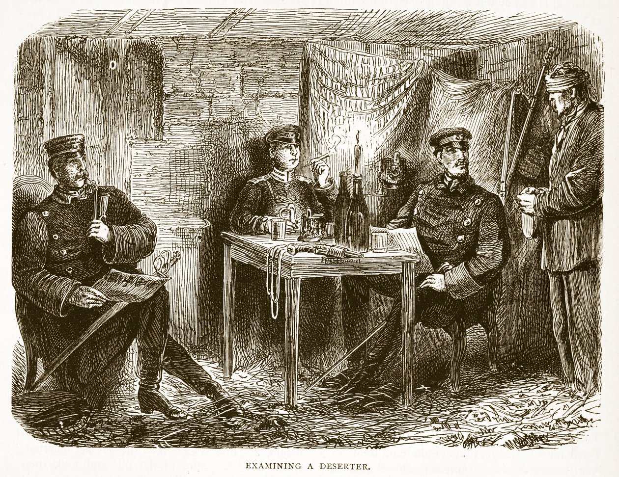 检查逃兵，插图来自卡塞尔斯法国和德国之间的战争历史，1870-1871 作者 法语学校