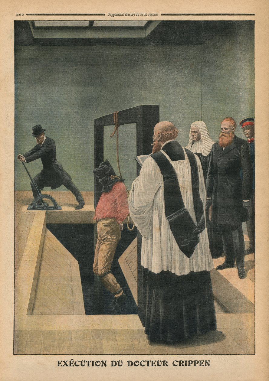 执行Crippen医生，插图来自&39;Le Petit Journal&39;，补充说明，1910年12月4日 作者 法语学校