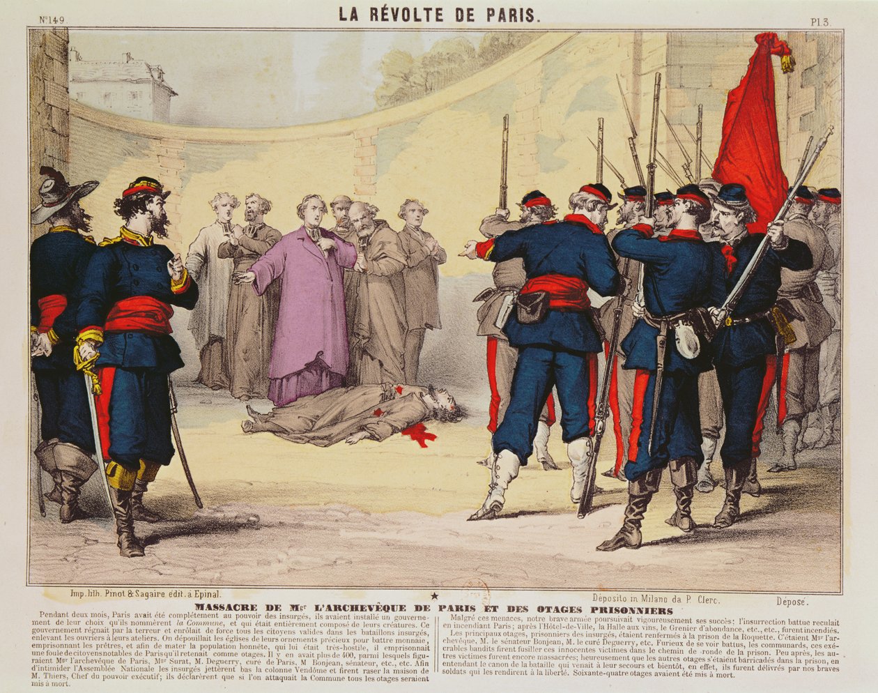 1871年巴黎公社期间巴黎大主教Darseigneur Darboy的执行（彩色版画） 作者 法语学校