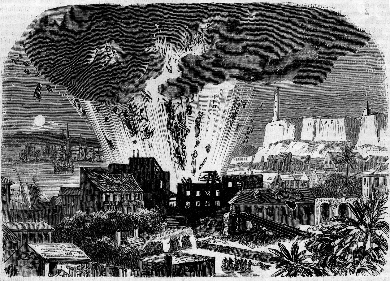 Explosion of the powder keg at the maritime arsenal of Havana, Cuba 作者 法语学校