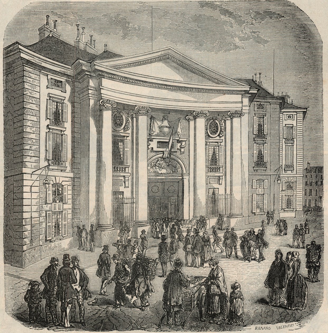 Exterior view of the School of Law, Place du Pantheon in Paris - Engraving in “Tableau-de-Paris” by Edmond Texier 1852 作者 法语学校