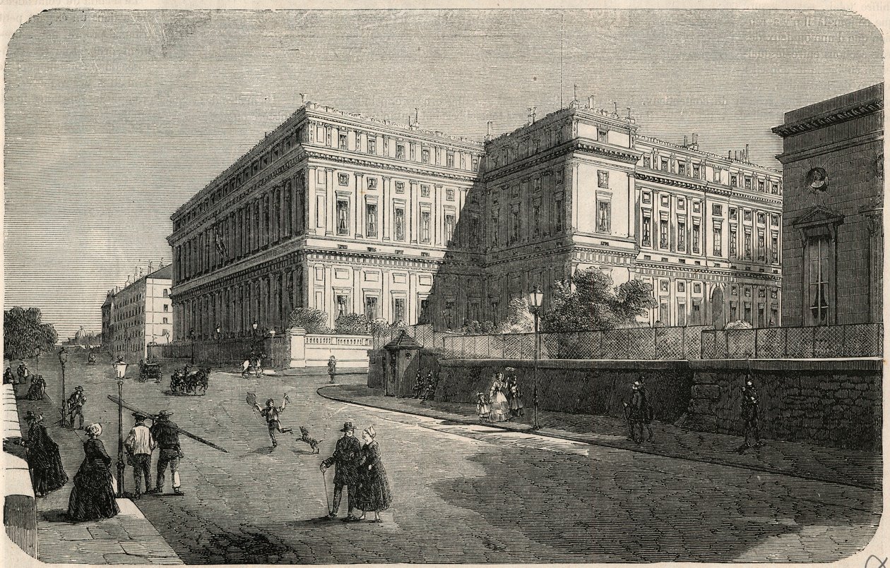 奥赛码头大楼外景--埃德蒙-特克西尔1852年 "巴黎表 "中的版画。 作者 法语学校