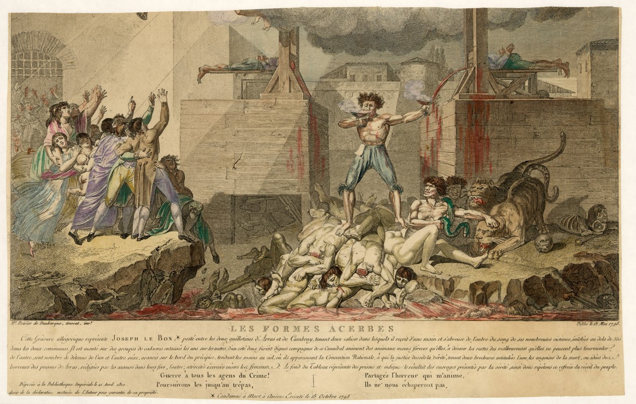 摘自 Les Formes Acerbes，1795 年 5 月 13 日出版。1795 年 5 月 13 日（手绘版画） 作者 法语学校