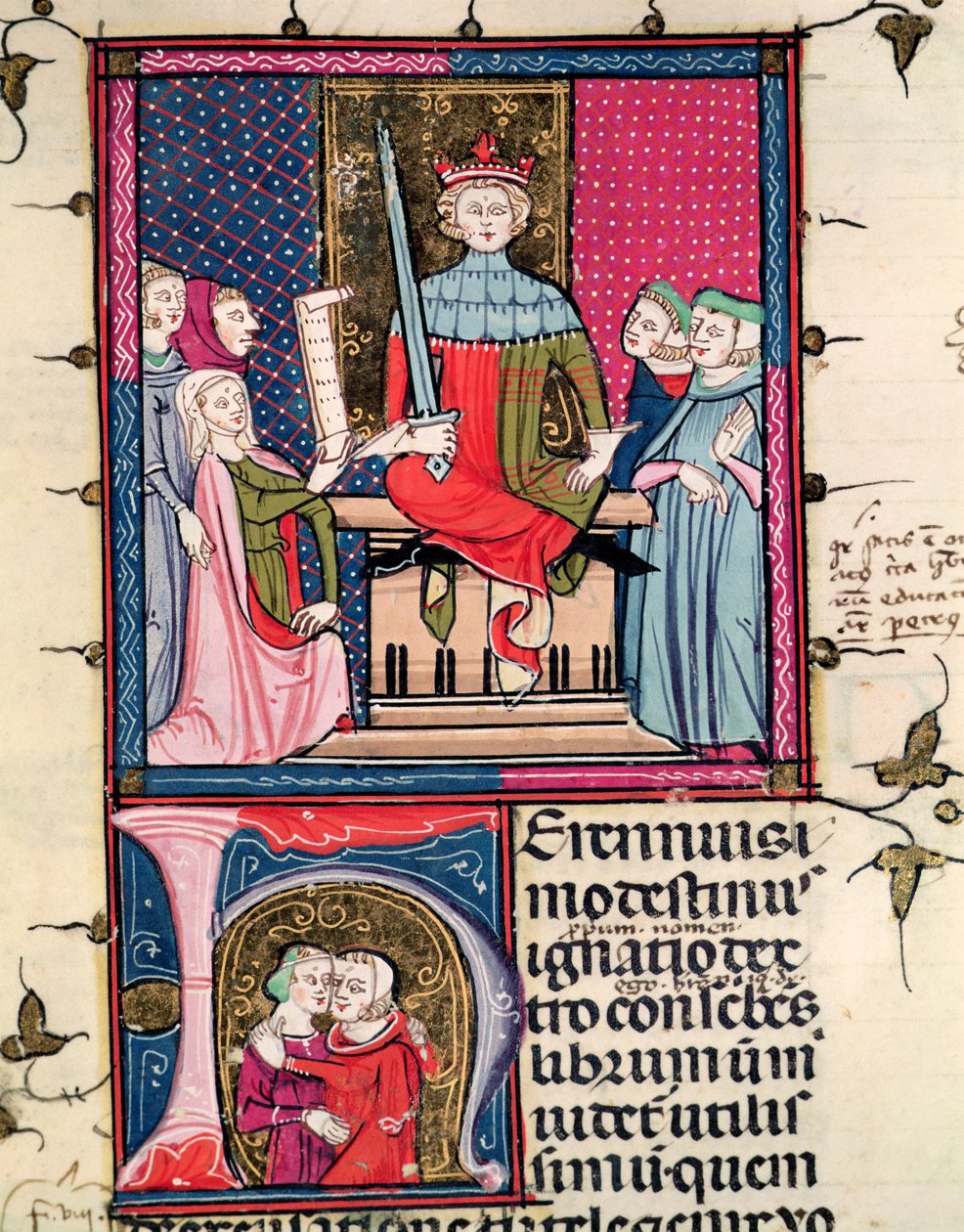 F.39r Conjugal Law，一名出庭的妻子，来自Fortiatum的Justiniani 作者 法语学校