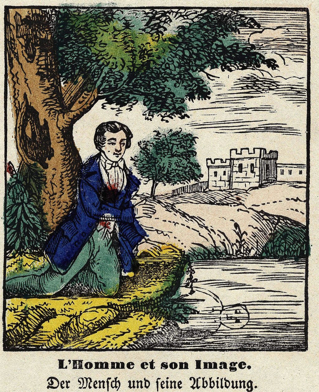 Fables de La Fontaine: man and his image. Image of Epinal, first half of the 19th century. 作者 法语学校