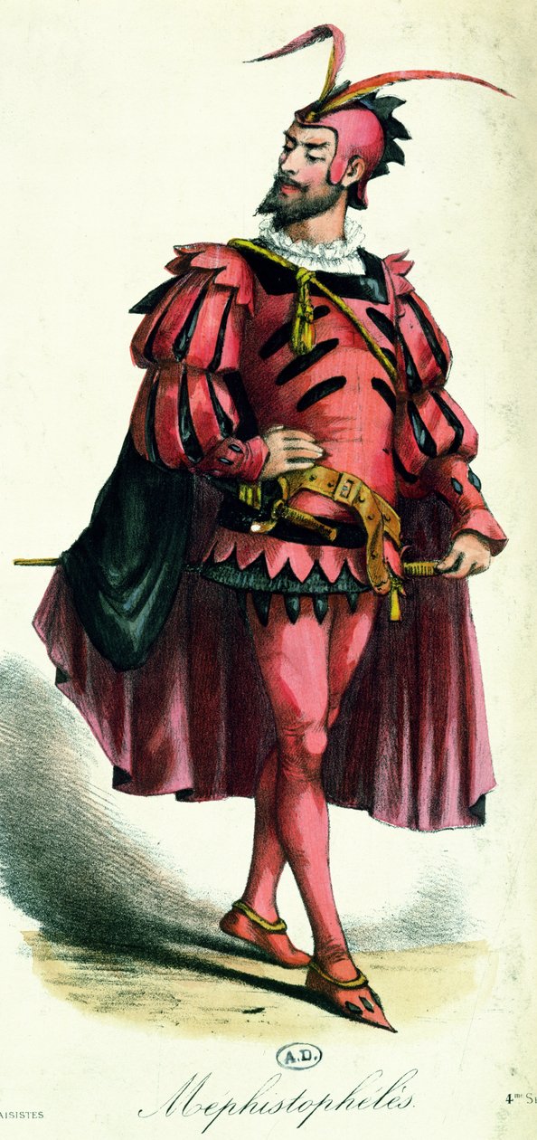 1885年，来自莱昂萨鲁特的LArt du Travestissement的Mephistopheles化装舞会服装 作者 法语学校
