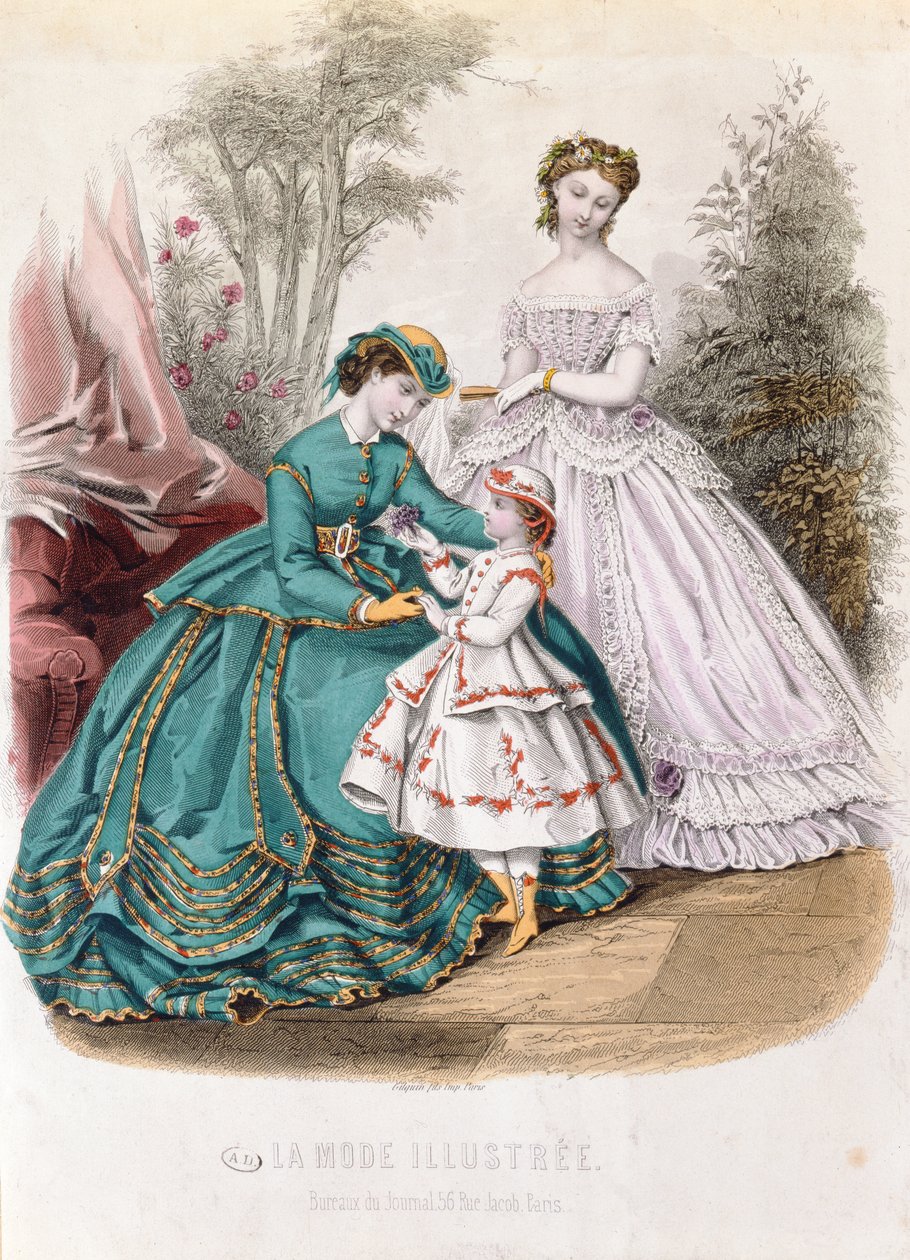 时尚板材来自La Mode Illustree，1865年 作者 法语学校