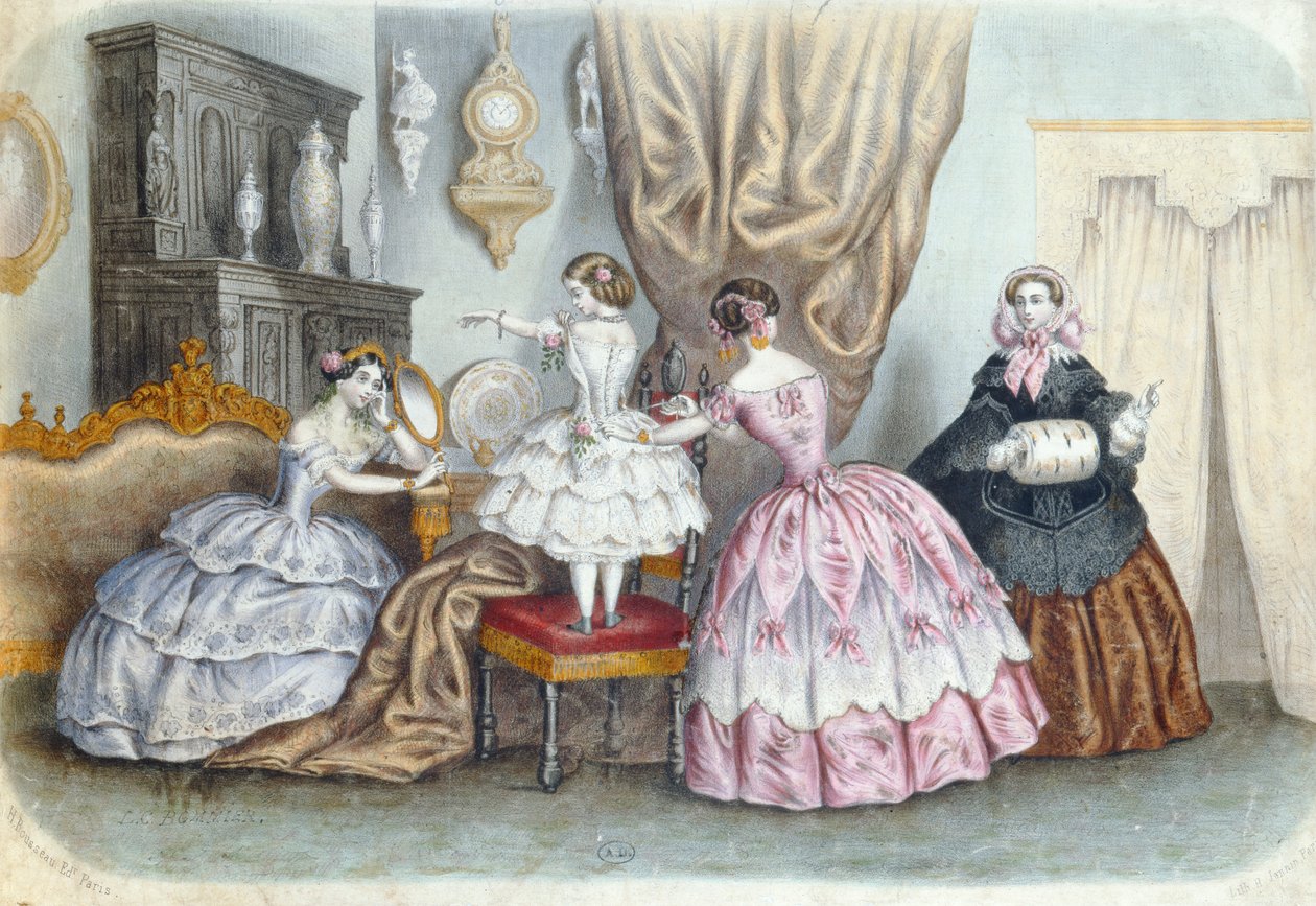 时装板，来自la Mode Illustree;，c.1860 作者 法语学校