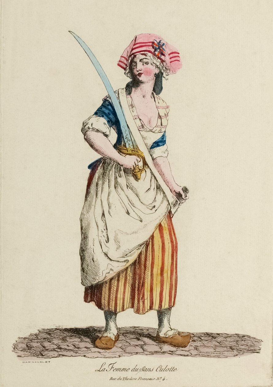 女性 Sans-Culotte，约 1792 年（雕刻） 作者 法语学校