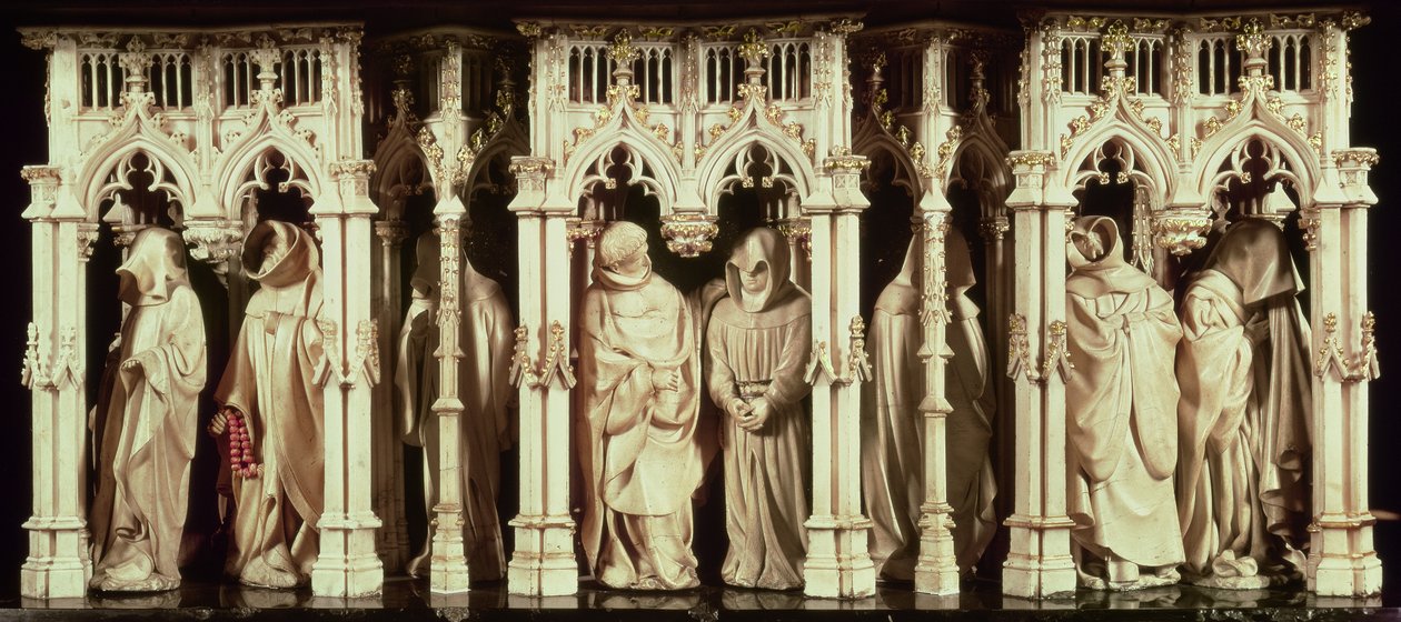 勃艮第公爵（1342-1404），Jean de Marville（第1389页），Claus Sluter（d.14056）和Claus de Werve（c.1380-1439）坟墓中的僧侣数字受委托为修道院o 作者 法语学校