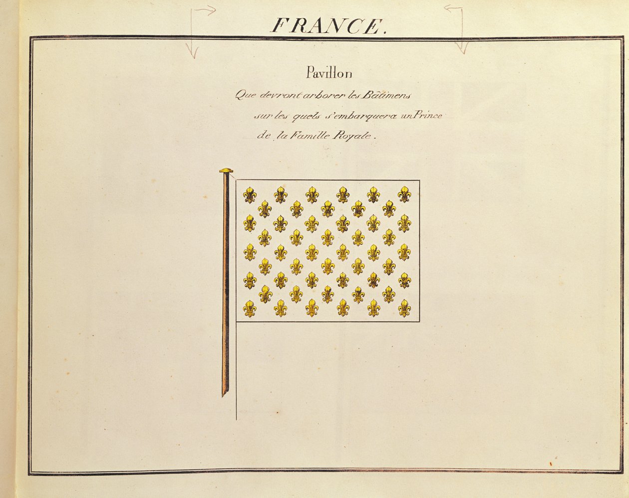 皇家王子的旗帜，来自Pavillons des Puissances Maritimes（彩色雕刻） 作者 法语学校
