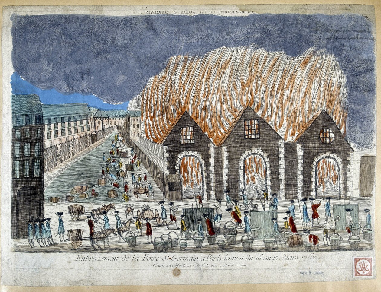 1762 年 3 月 16 日至 17 日晚的巴黎圣日耳曼晚会 - 版画 作者 法语学校