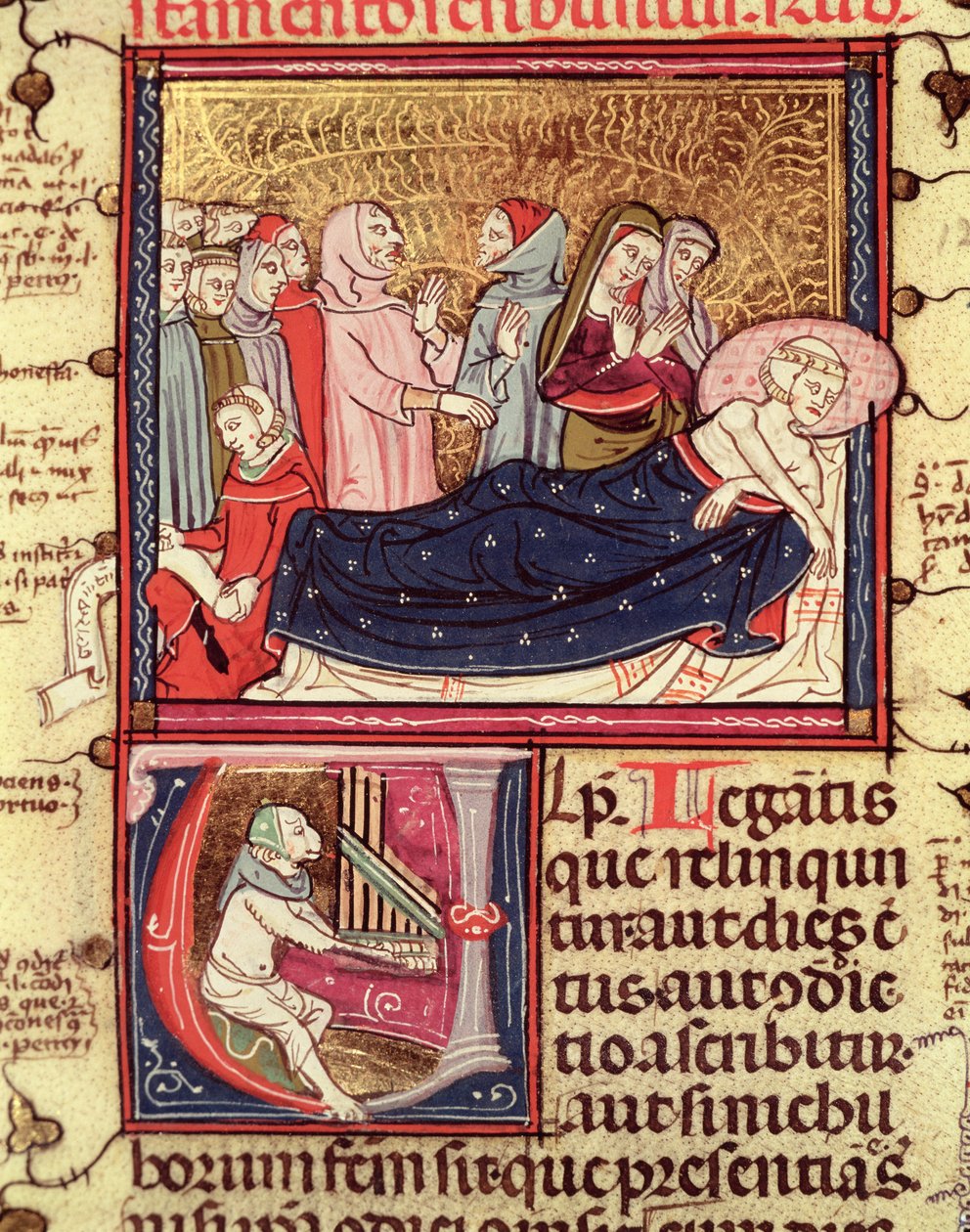 Fol.195v一个垂死的人在Fortietum的Justiniani指挥他的意志 作者 法语学校