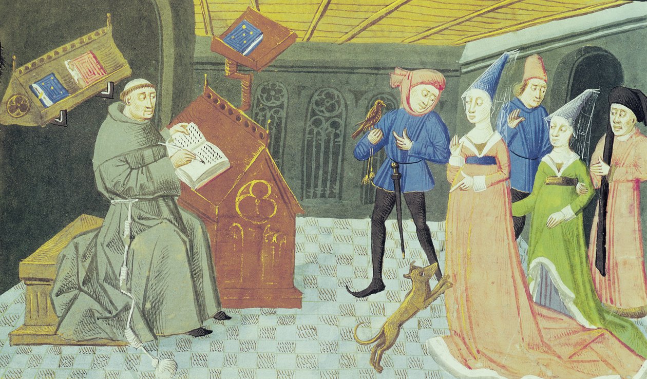 Fol.79r Carlo Marsuppini（d.1453）来自Buonaccorso da Montemagno的Nobilitate Controversy的插图 作者 法语学校