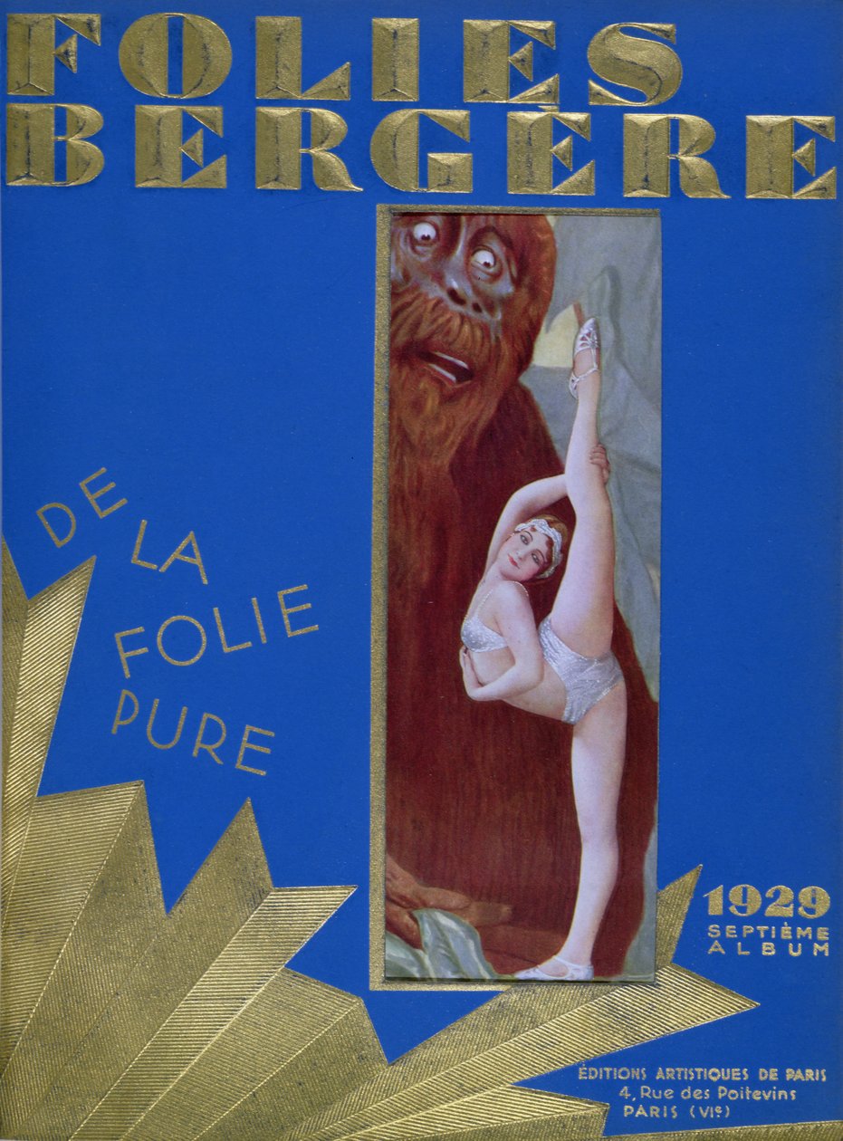 Folies Bergere为de la Folie Pure创作的节目，灵感来自电影“金刚”，由Glenn Ellyn主演，1929年 作者 法语学校