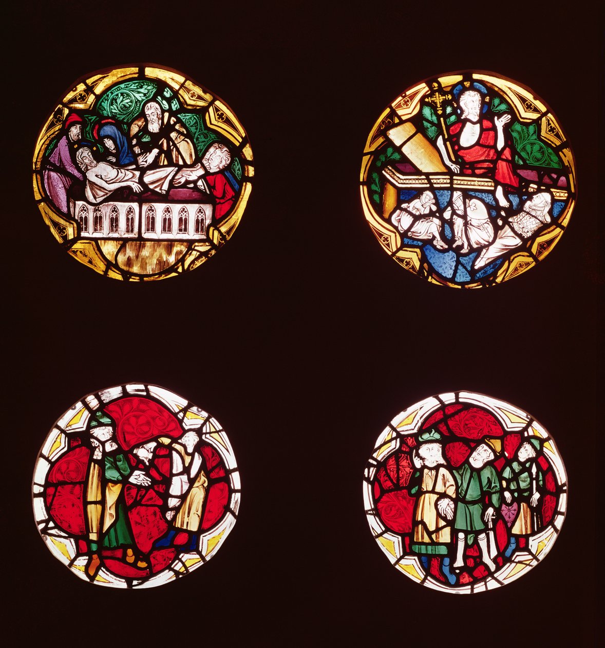 四个窗口描绘了来自Chapelle du Rosaire的基督生活的场景 作者 法语学校