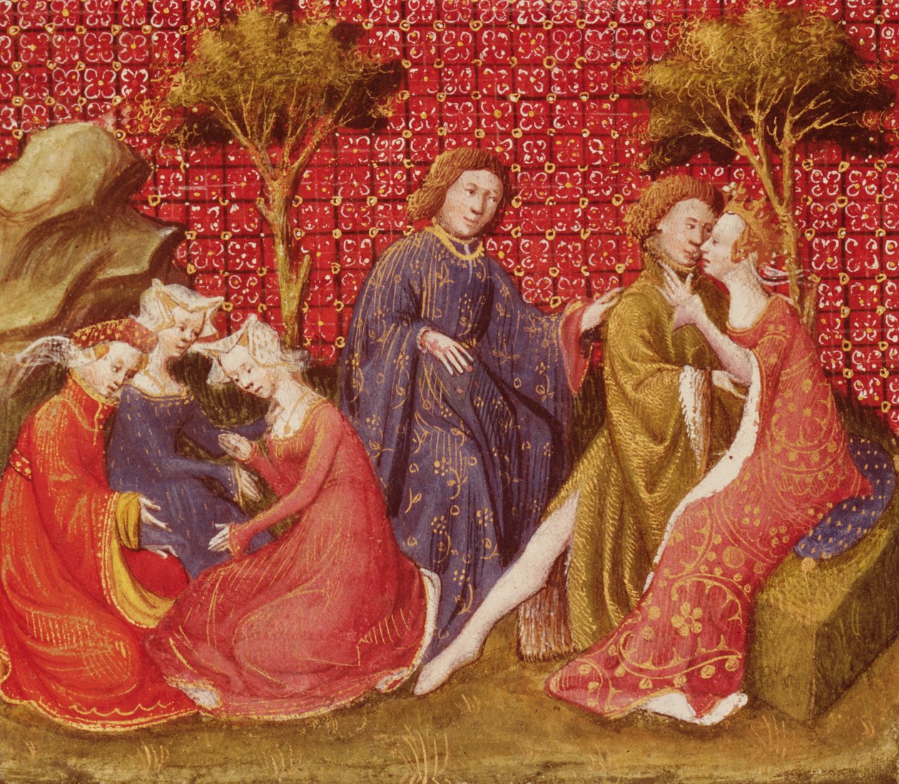 Fr 118 f.219v Lancelot第一次如何从Lancelot du Lac亲吻Guinevere 作者 法语学校