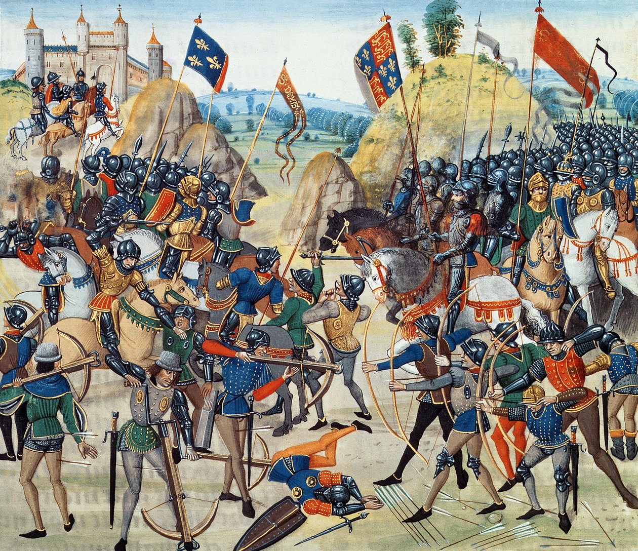 2646年f.165v来自百年战争的克雷西战役，来自“Froissart&39;s Chronicle”，1346年8月24日 作者 法语学校