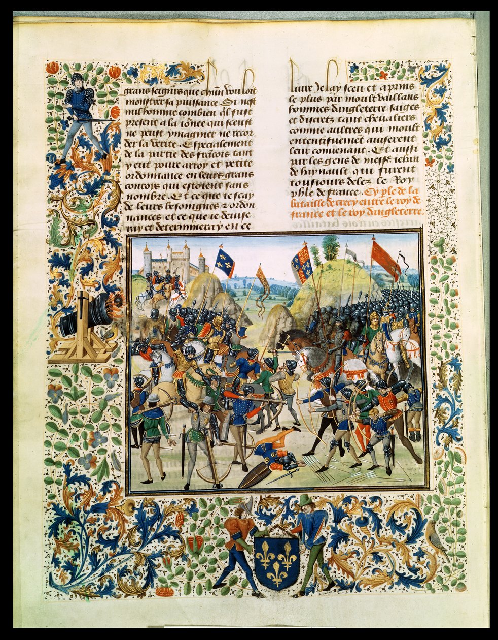 Frus 2643 f.165v来自百年战争的克雷西战役，来自Froissarts Chronicle，1346年8月24日 作者 法语学校
