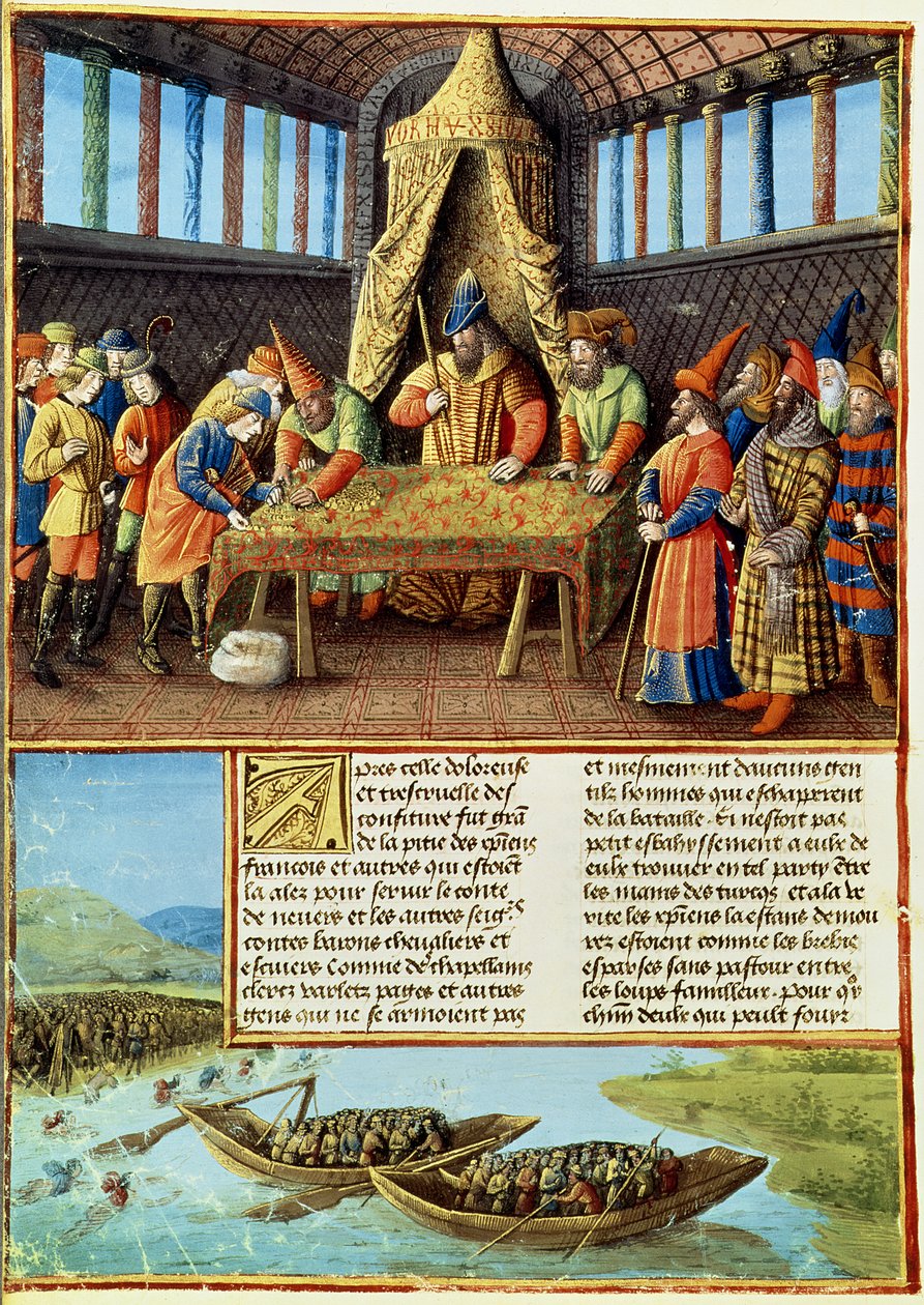 Fr 5594 f.267v Bayezid我收到赎金，来自Passages faits Outremer，由Sebastien Mamerot撰写，c.1490 作者 法语学校