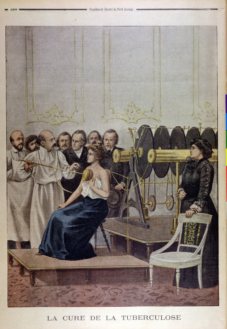 Francisque Crotte使用电力治疗结核病患者，来自Le Petit Journal，1901 作者 法语学校