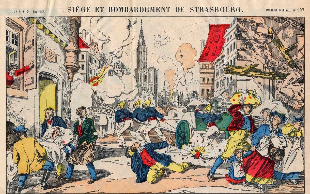 Franco Prussian War (1870-1871), on 23 August 1871, Strasbourg was bombed and was due to surrender on 28 September. Epinal imaging 作者 法语学校