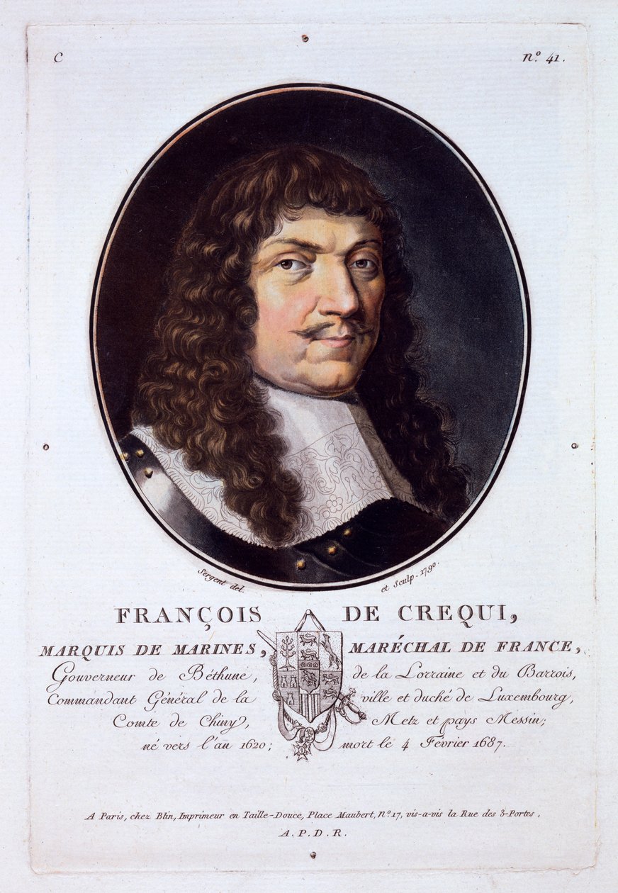 Francois de Crequi，Marquis de Marines，来自伟人，杰出女性和法国令人难忘的主题肖像，出版于1787-92 作者 法语学校