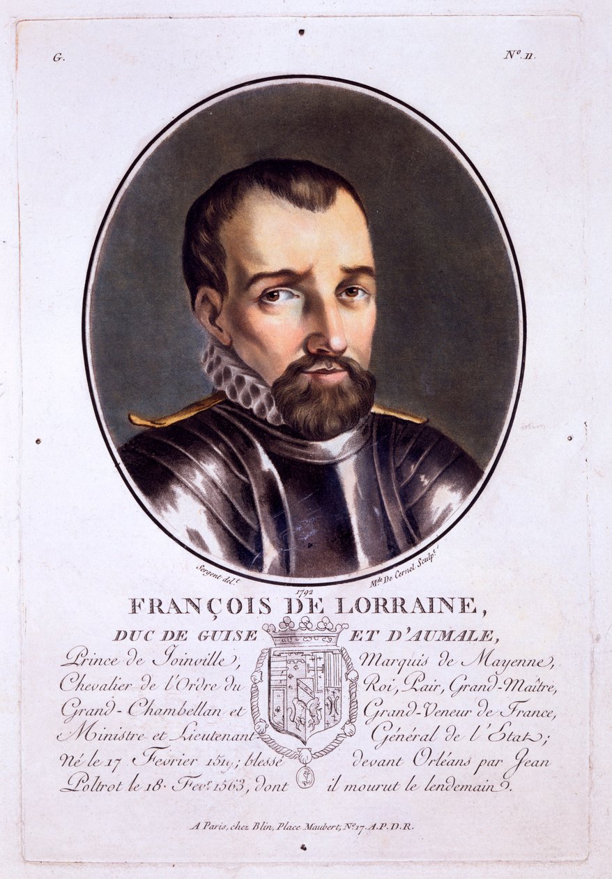 Franceis de Lorraine，Guise和d&39;Aumale公爵，来自伟大人物肖像，杰出女性和法国难忘主题，出版于1787-92 作者 法语学校