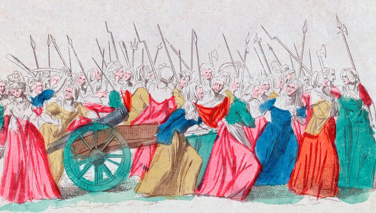 法国大革命：“A Versailles, a Versailles” 凡尔赛妇女游行 5/10/1789（凡尔赛妇女游行，巴黎，1789 年 10 月 5 日 作者 法语学校