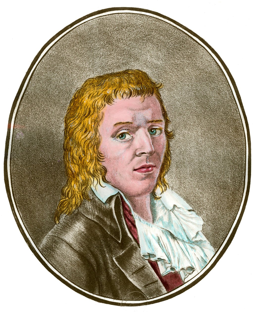 法国大革命：“”Francois Babeuf dit Gracchus (1760-1797) 革命家的肖像”18 世纪私人收藏版画 作者 法语学校