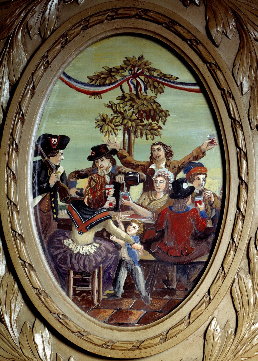 French Revolution: “” The Republican Meal at Cafe Le Procope in Paris”” Anonymous painting. 18th century Paris, Le Procope 作者 法语学校