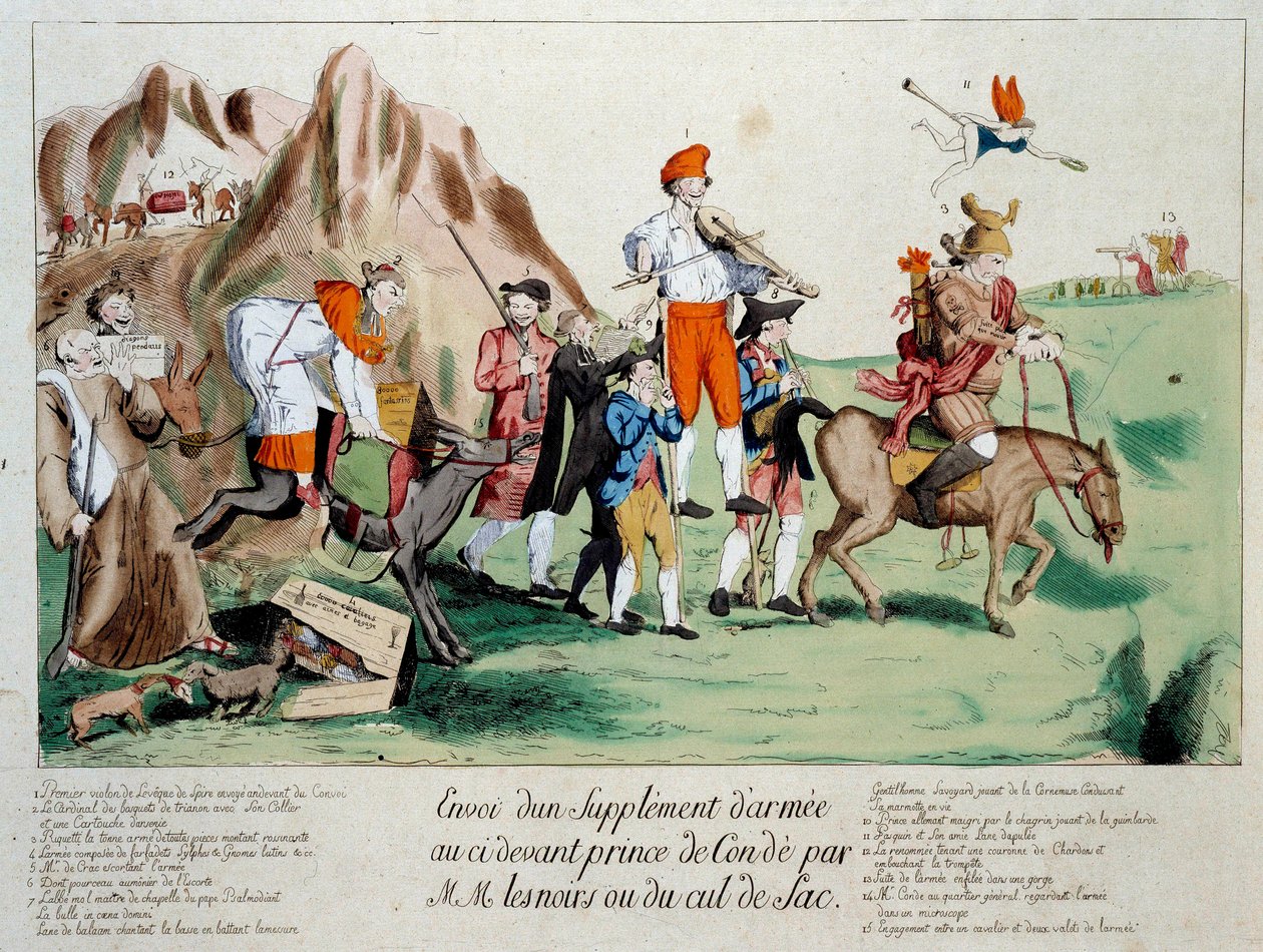 French Revolution: “” a supplement of reinforcements composed of members of the crippled clergy was sent to the army of Prince Louis V Joseph of Bourbon-Conde (1736-1818) stationed on the banks of the Rhine after the emigration due to the Revolution. Carto 作者 法语学校
