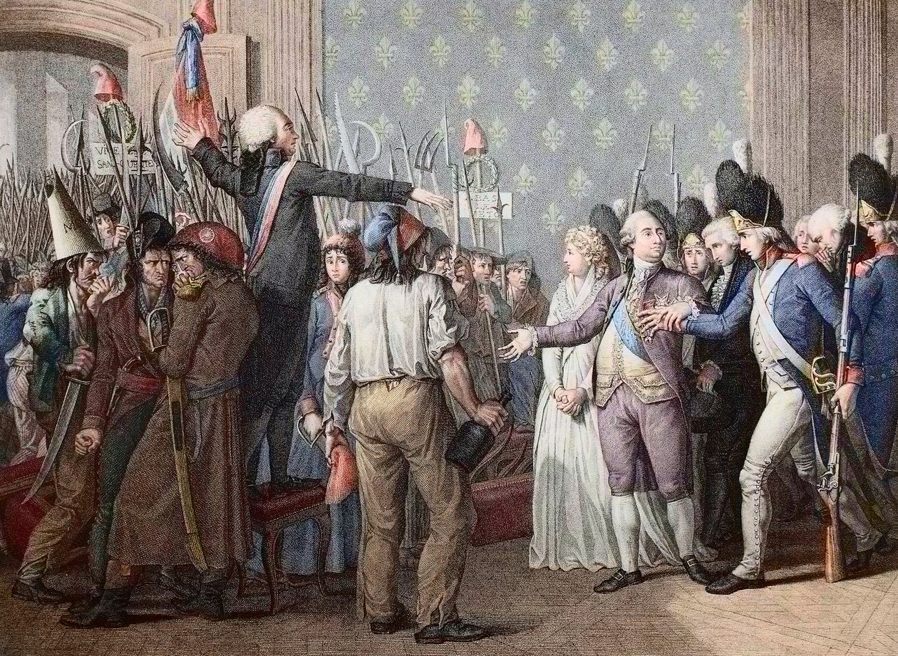 French Revolution: the March on the Tuileries, 20 June 1792 - French Revolution - Attack on the Palais des Tuileries, 20 June 1792 - The day of 20 June 1792 at the Chateau des Tuileries. King Louis XVI presents himself before the people and heats the red c 作者 法语学校