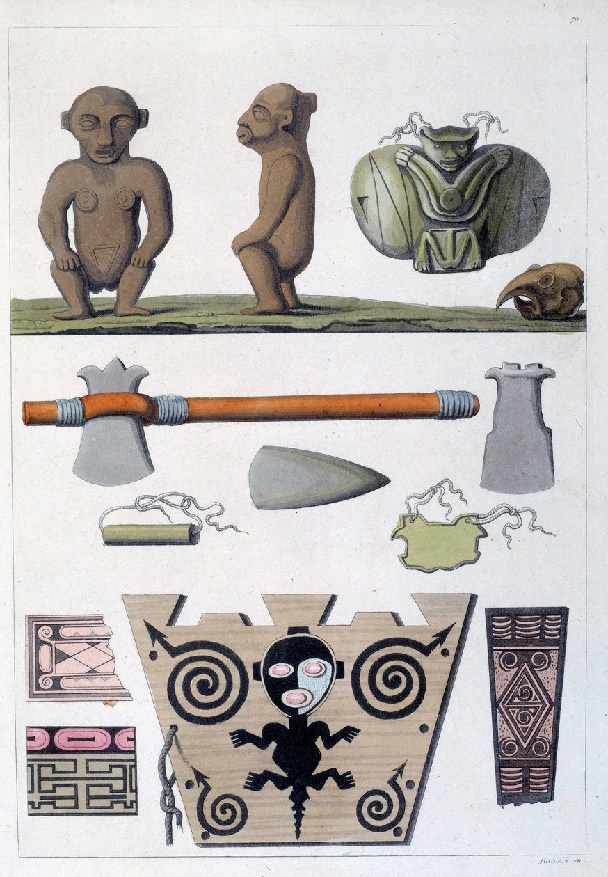 French colonies: objects of the Arawak, the first inhabitants of Martinique in the West Indies. Engraving of the 19th century Chartres, Musee des Beaux Arts 作者 法语学校