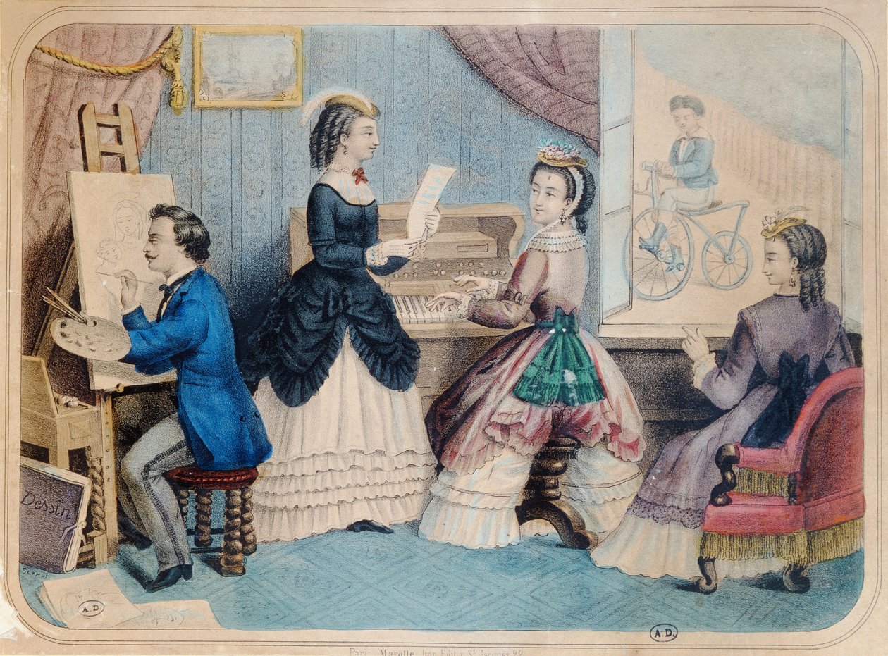 法国时尚板块描绘艺术活动，1867年 作者 法语学校