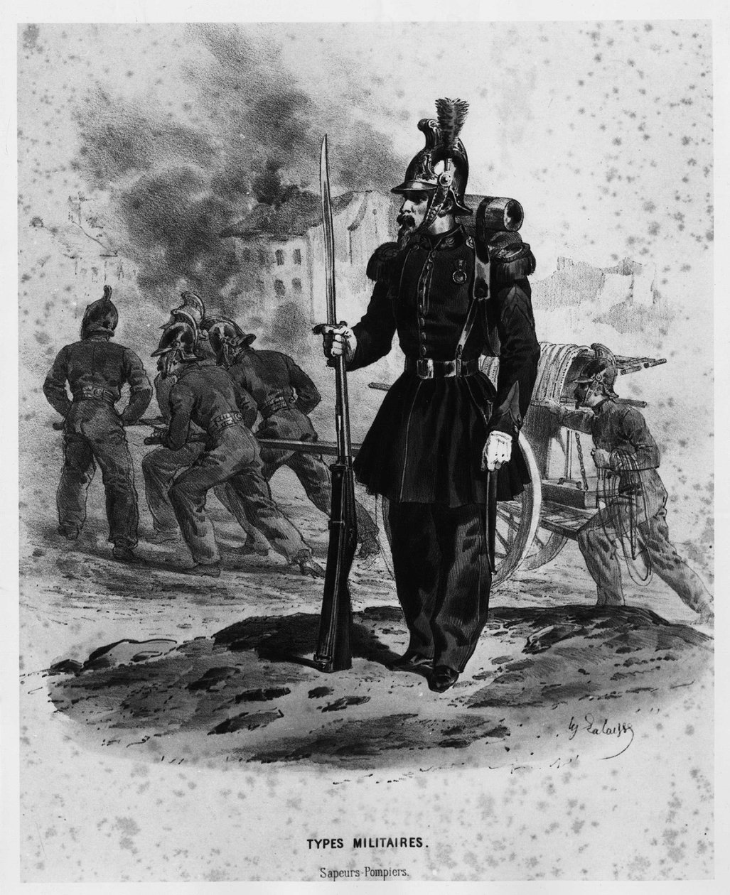 1860 年左右的法国消防员 - 绘画，圣经。 装饰艺术 作者 法语学校