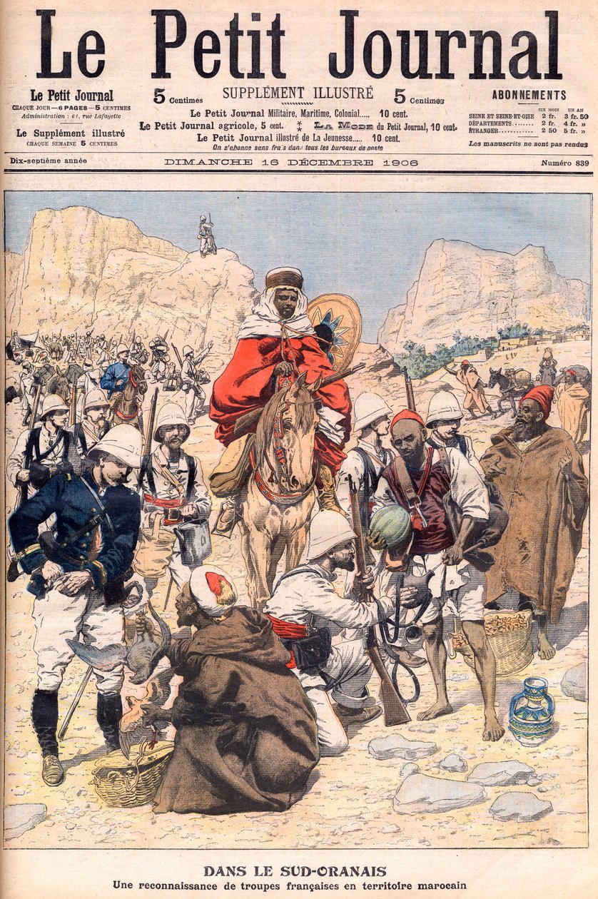 法国在摩洛哥南部的侦察探险队 1906年12月为《小报》提供的插图。 作者 法语学校