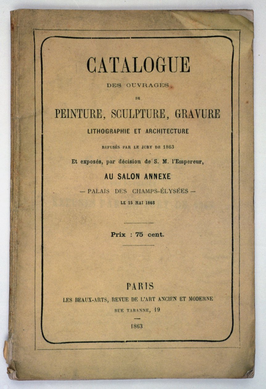 1863年Salon des Refuses目录的封面 作者 法语学校