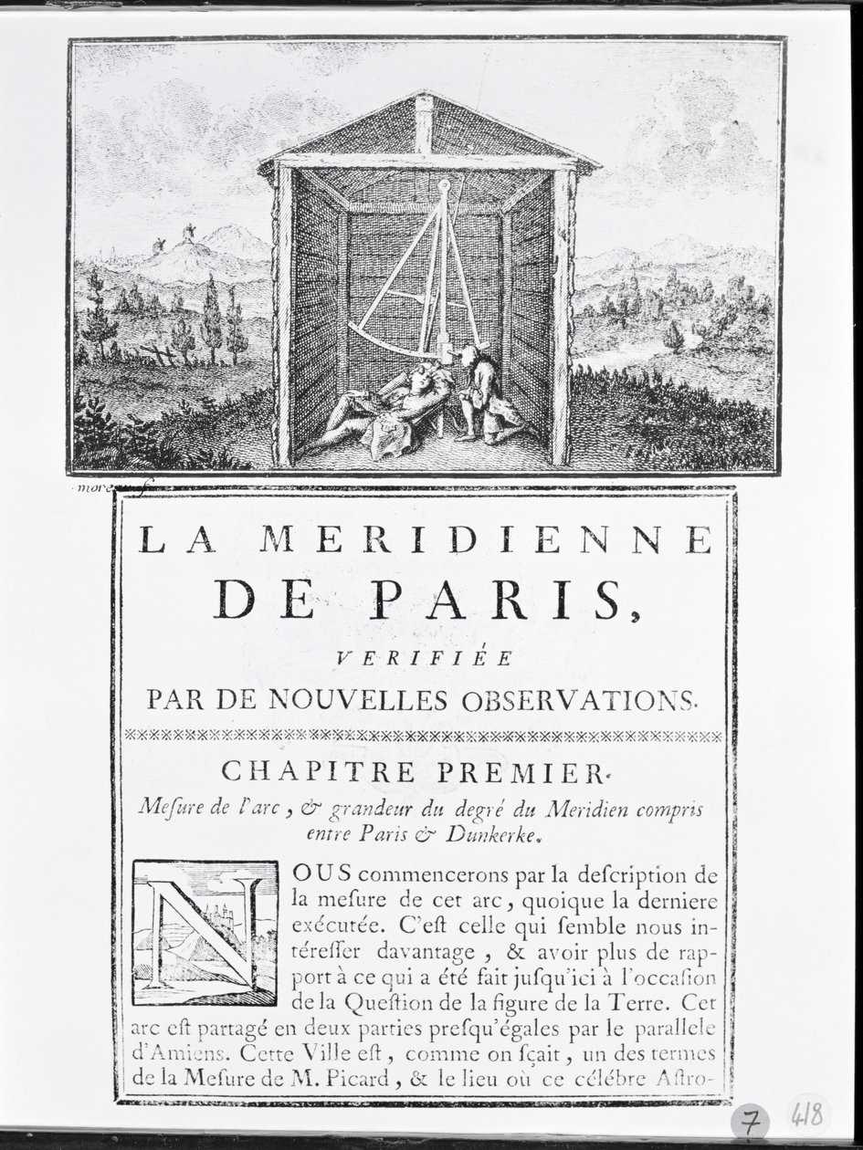 1744年Cesar-Francois Cassini de Thury的La Meridienne de Paris第一章的头版 作者 法语学校