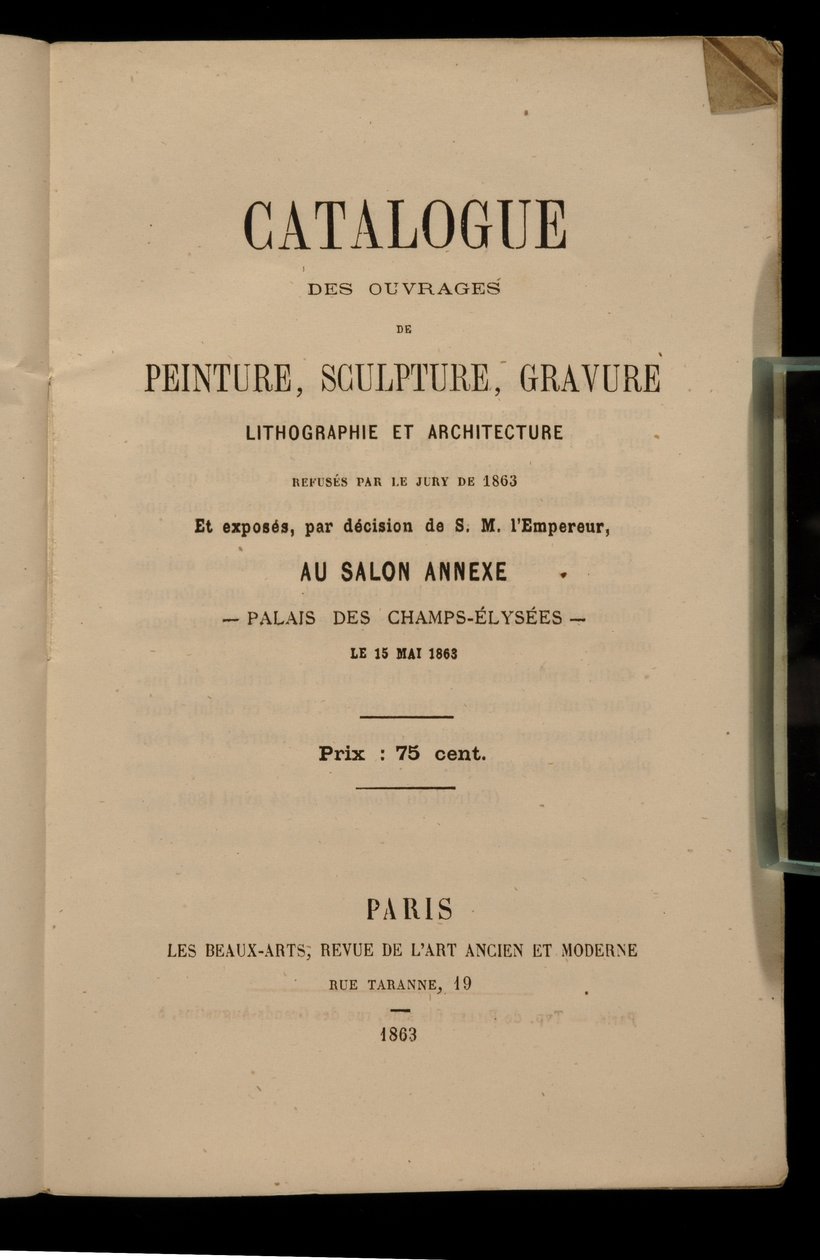 1863年Salon des Refuses目录的主题 作者 法语学校