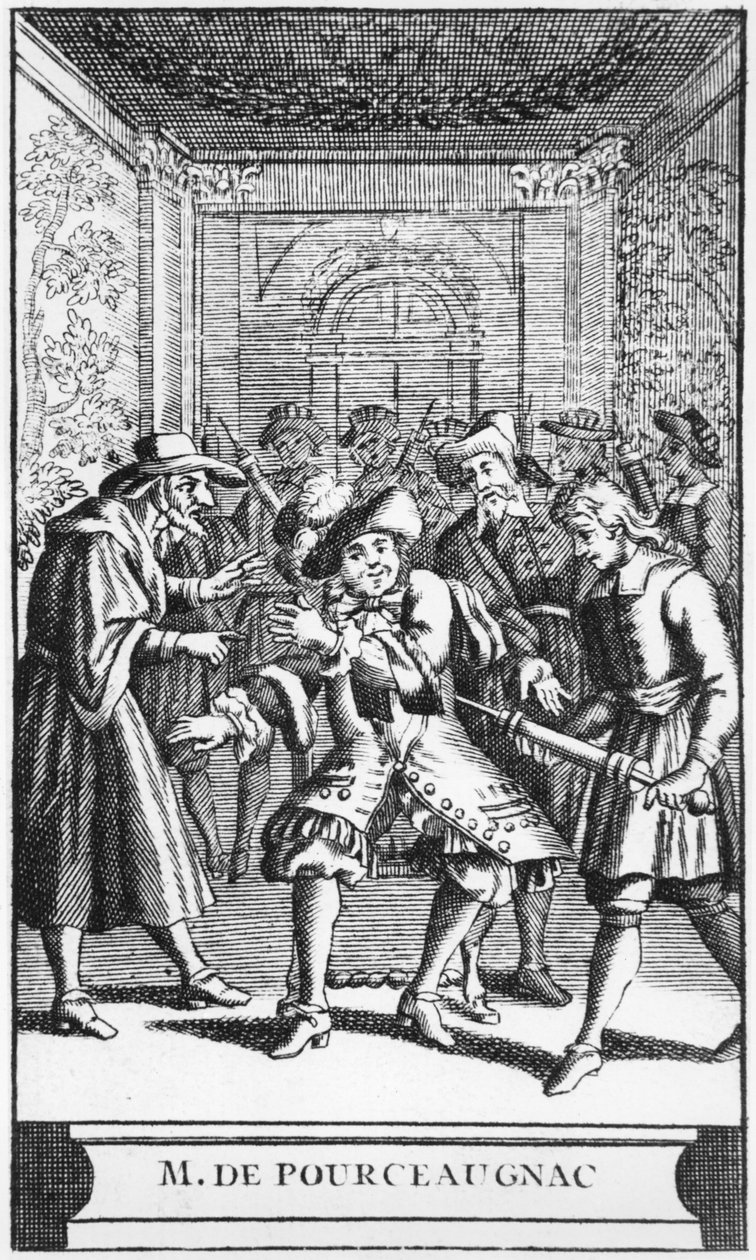 来自Monsieur de Pourceaugnac的主题插图由Moliere，c.1669 作者 法语学校