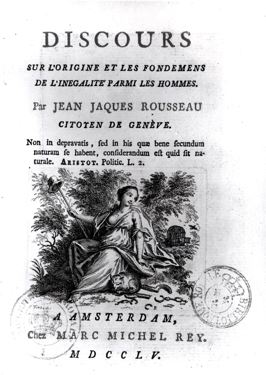 Jean-Jacques Rousseau（1712-78）c.1755演讲人类不平等的起源和基础的演讲 作者 法语学校