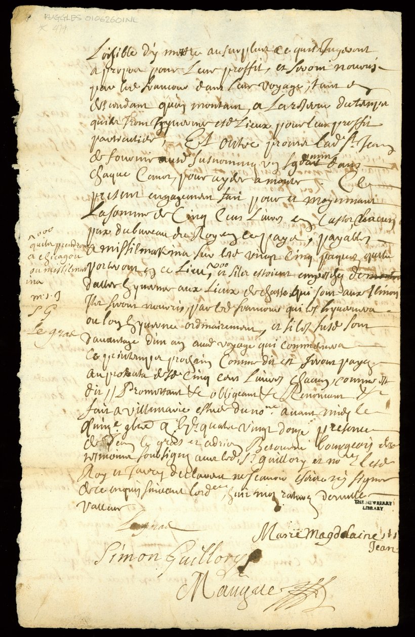 1692年，在Franilis Francoeur和四艘货运公司之间签订毛皮贸易合同，在Michilimackinac和芝加哥购买beaverpelts（另见332318） 作者 法语学校