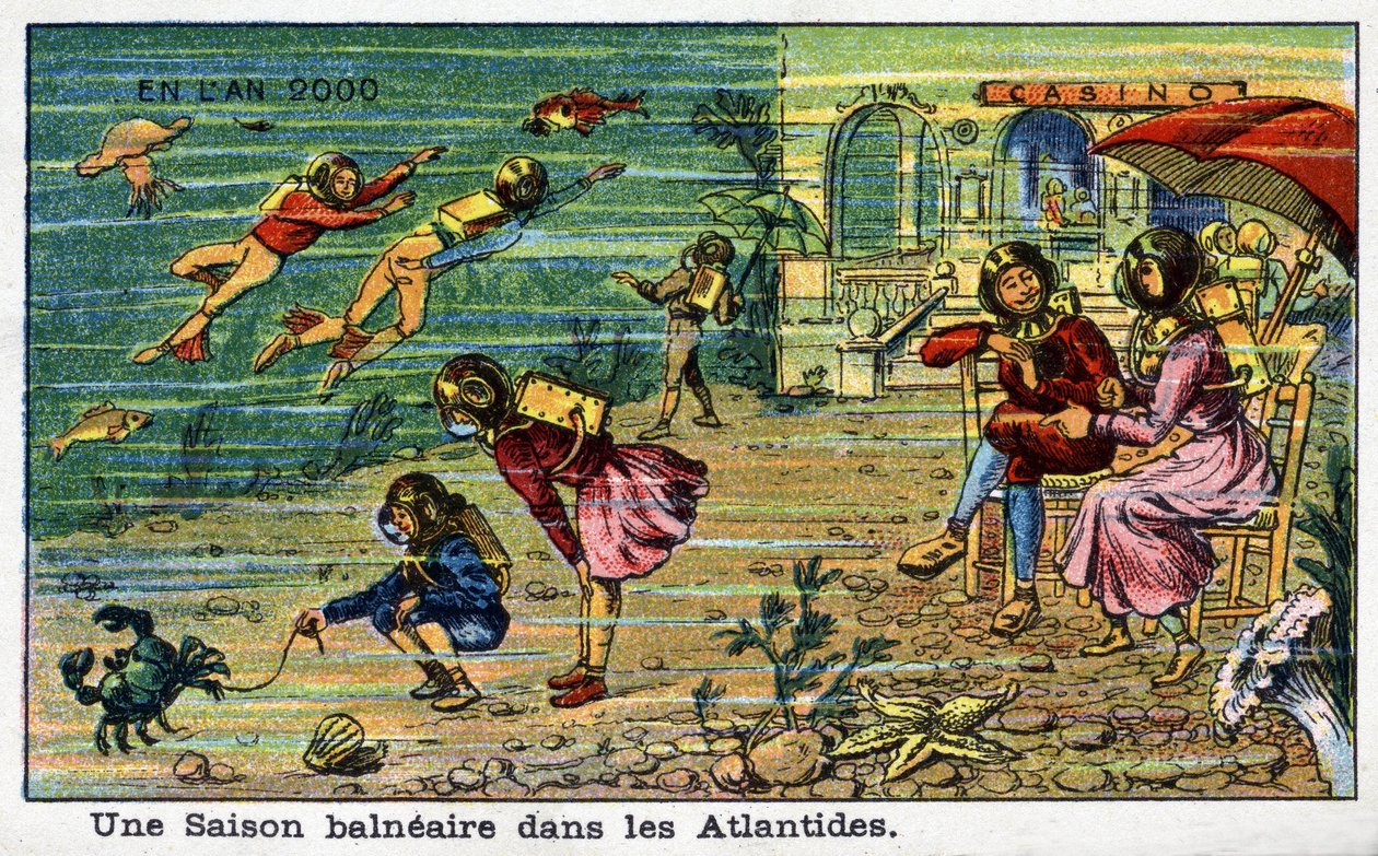Futuredays: A Nineteenth Century Vision of the Year 2000 - Series “” In the Year 2000”: A Seaside Season in Atlantis. Chromolithography by Villemard 作者 法语学校