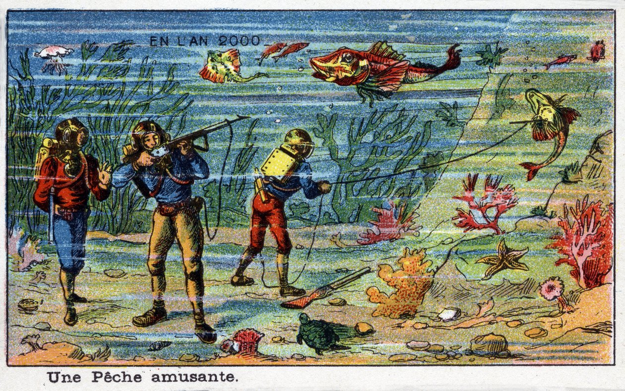 Futuredays: A Nineteenth Century Vision of the Year 2000 Series: A Fun Fishing (Under the Sea). Chromolithography by Villemard 作者 法语学校