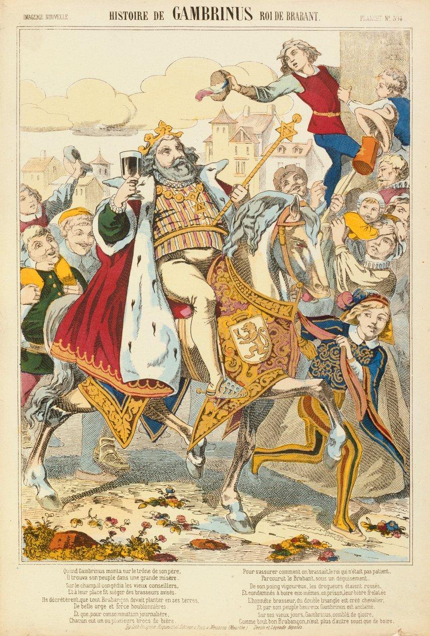 Gambriunus，传奇的法兰德斯国王，由Verlag Haguenthal，Pont-a-Mousson，1860年出版的大报 作者 法语学校
