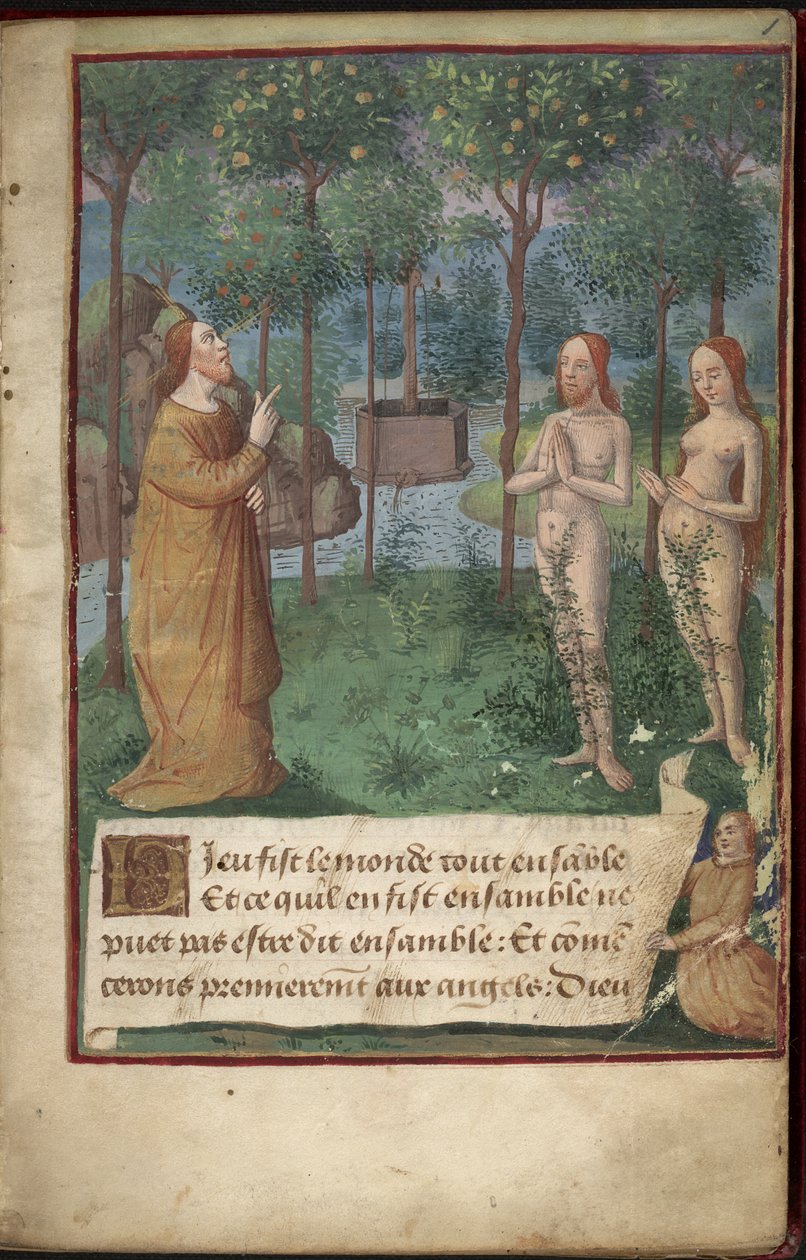 伊甸园》，Add MS 26667，f.1r，Chronique Universelle 作者 法语学校