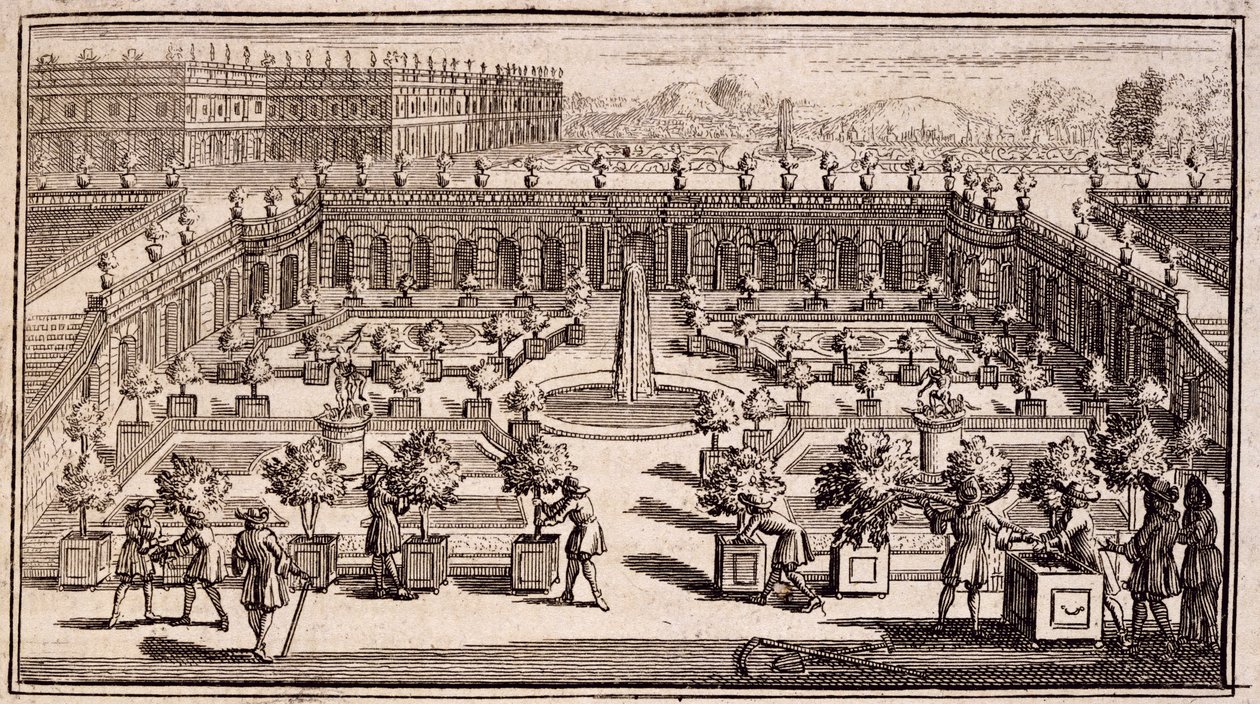 在完美的园丁工作的园丁，或者水果花园和菜园的指导，Jean de la Quintinye，1695年出版 作者 法语学校