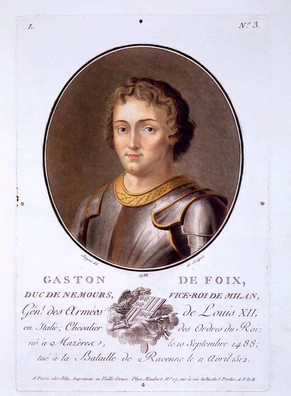 Gaston de Foix，Duc de Nemours，来自伟人，杰出女性和法国令人难忘的主题肖像，出版于1787-92 作者 法语学校