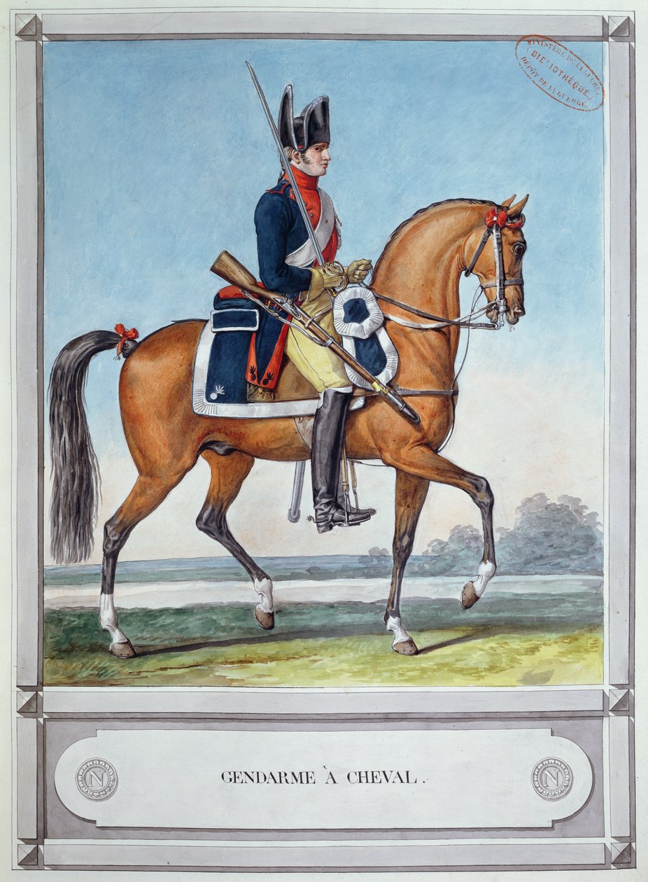 宪兵骑在马上，c。 1812 作者 法语学校
